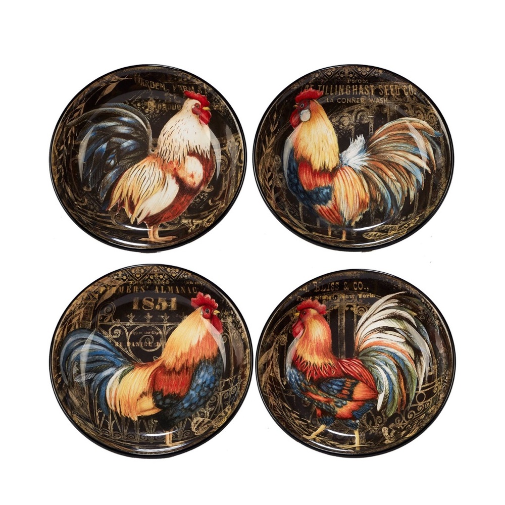 Certified International Gilded Rooster 4-piece Soup / Pasta
Bowl Set